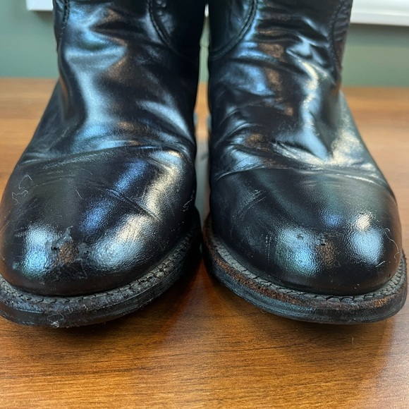 Vintage Justin Black Cowboy Boots Sz 8.5 Made in USA Registered Oil Resistant - Picture 3 of 16